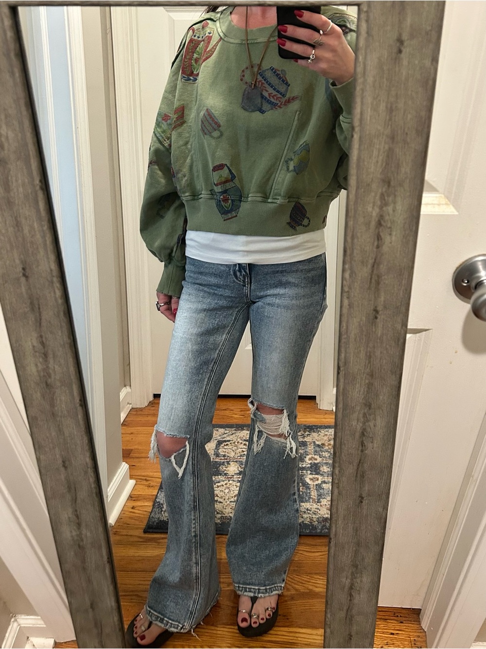 NWT Free People Gaia Sweatshirt in Tea Combo Teapots and Cup - Picture 14 of 14